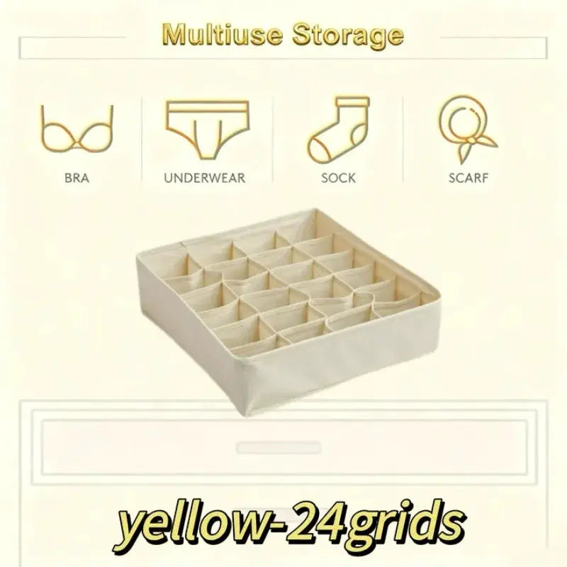 Simples Market drawer storage organizer; beige 24-grid box for underwear, socks, bras