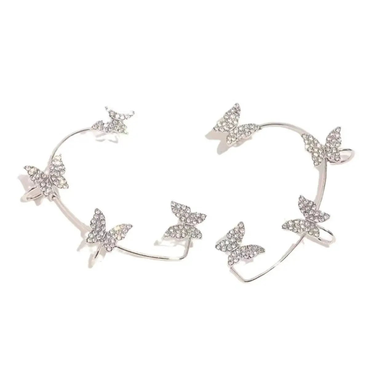 Korean Style Butterfly Ear Clips For Women No Piercing Sparkling Zircon Ear Cuff Earrings Wedding Party Jewelry Gifts - Simples Market