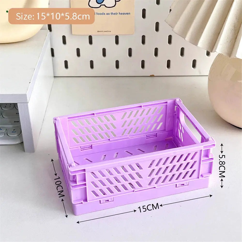 Collapsible Plastic Folding Storage Box Basket Desk Organizer For Home School Office Cosmetic And Accessories