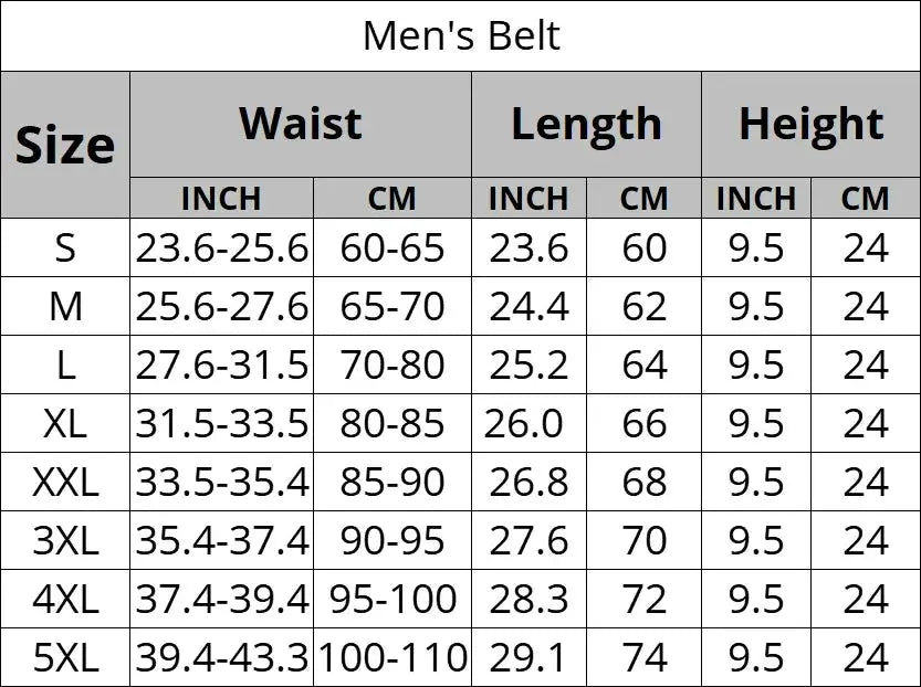 Waist Trainer Shapers belt size chart by Simples Market, showing waist/length/height in inches and cm for S-5XL.