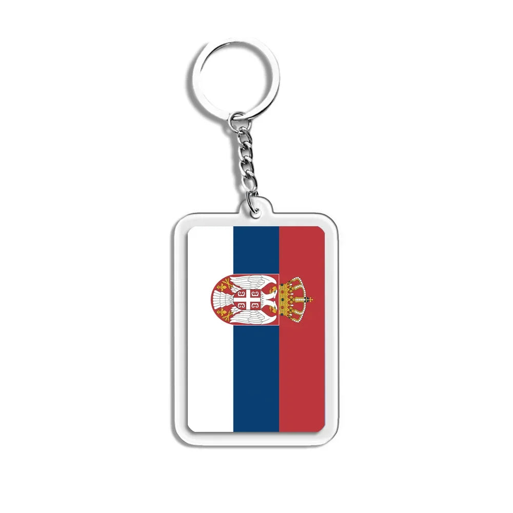 National Flags Keychain Set With Glass Inlay Ten Flags Zinc Alloy