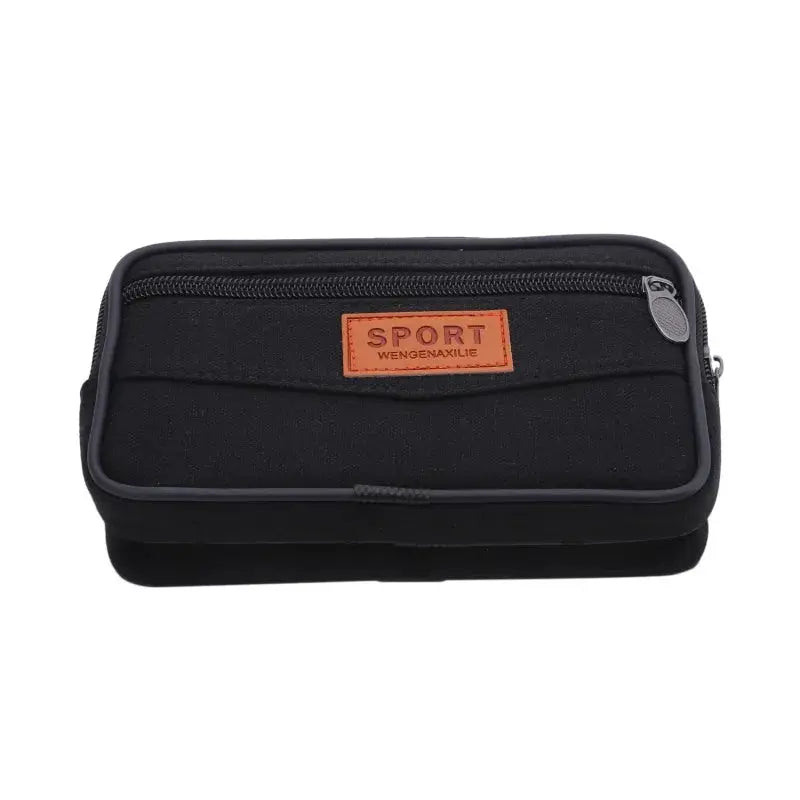 Men's black nylon waist pack bum bag for outdoor use