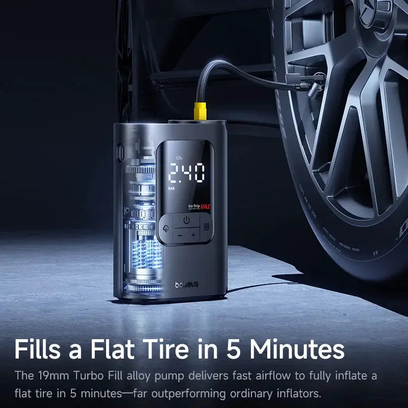 Baseus Wireless Car Air Pump Portable Tire Inflator With LCD Display
