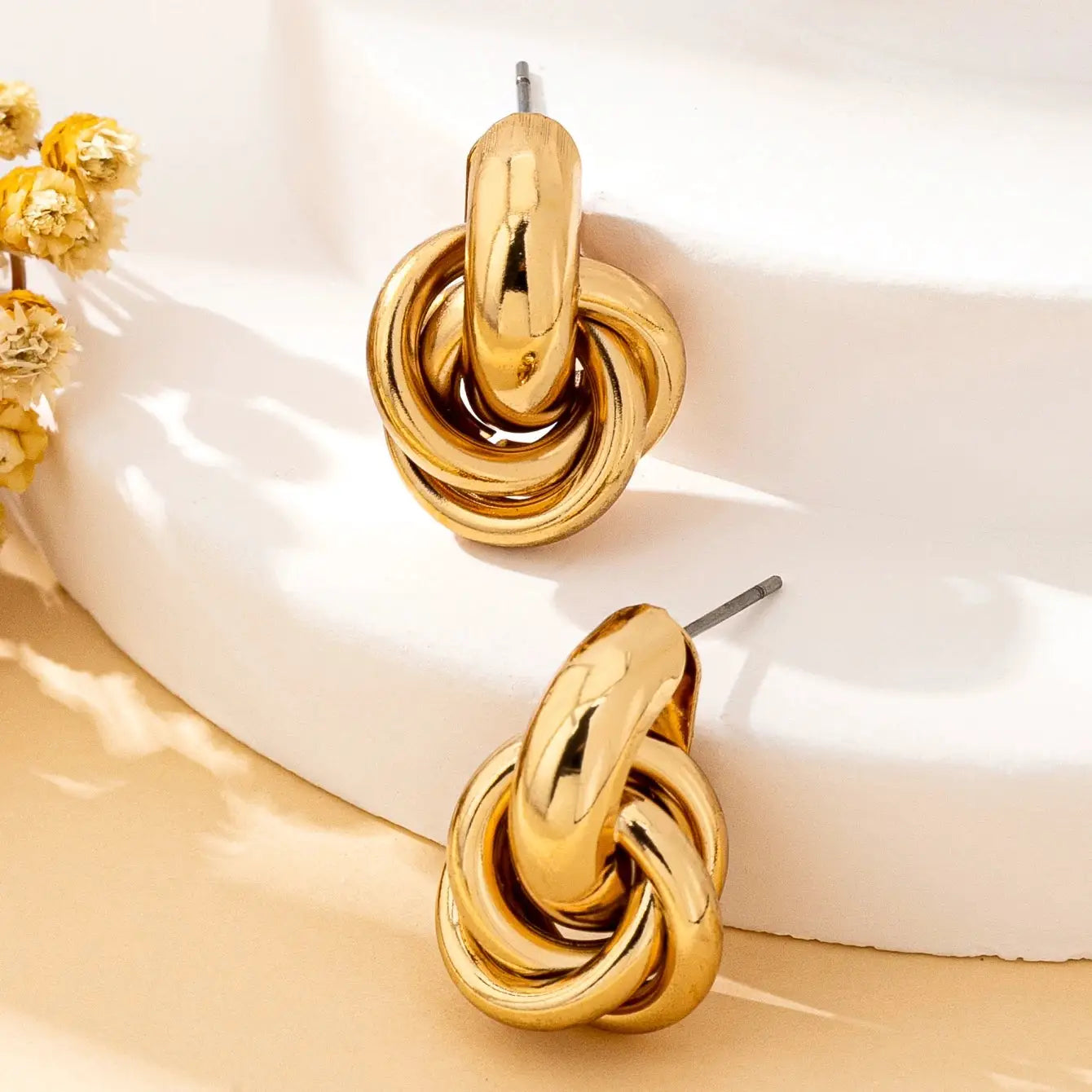 Bohemian Style Geometric Stud Earrings for Women with KC Golden Plating Iron Alloy Jewelry