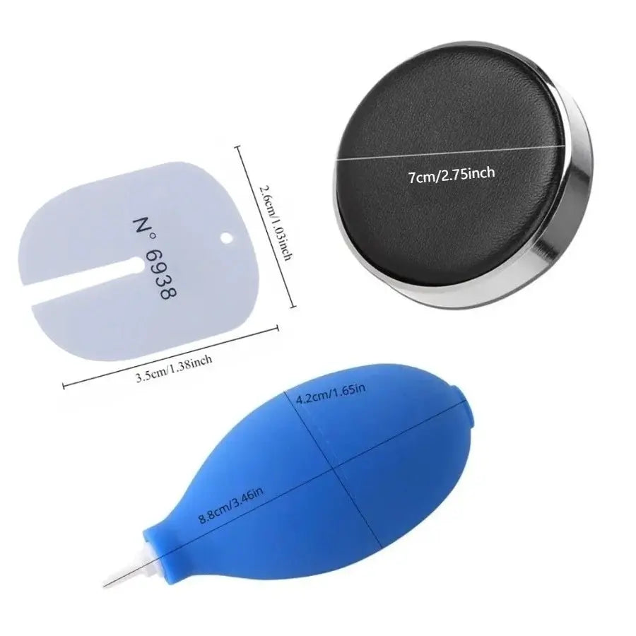Blue silicone watch cleaning air blower kit with hand pump and metal cap; 8pcs by Simples Market