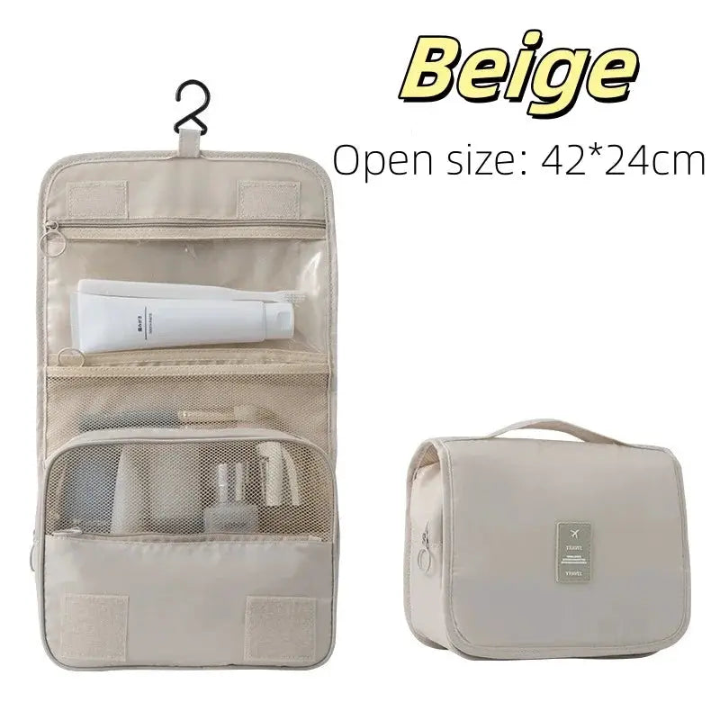 VoyagePro Waterproof Travel Makeup Bag Hanging Toiletries Organizer With Multiple Compartments For Easy Packing