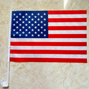 American Car Flag 30x45cm USA Window Flag With Plastic Flagpole