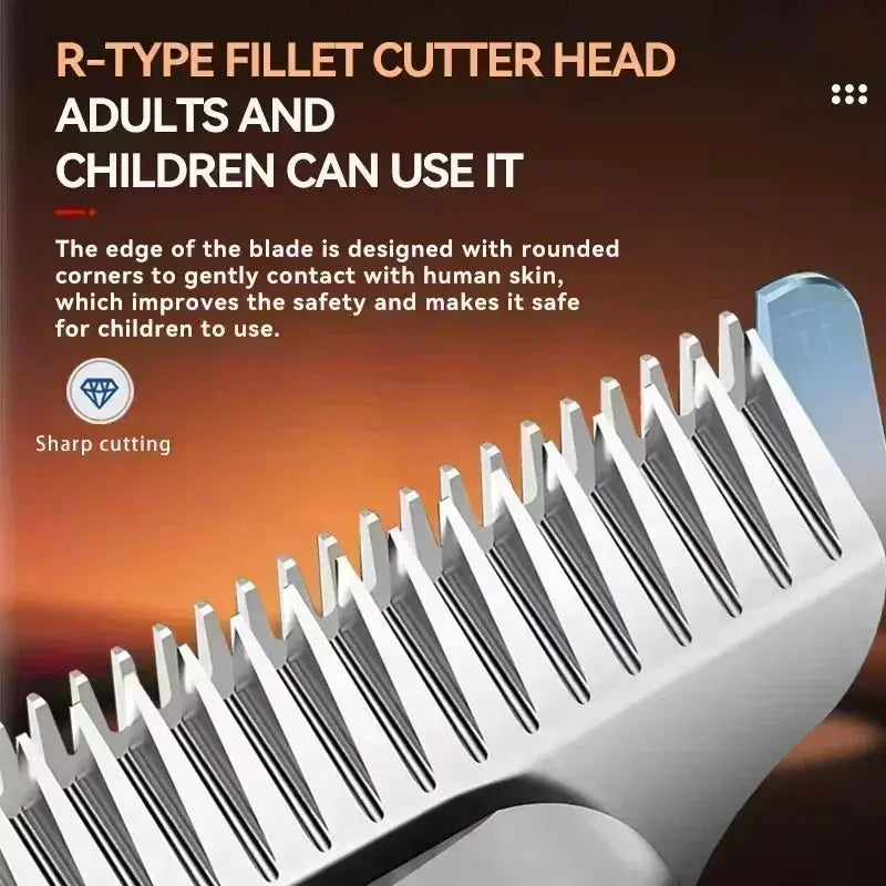 Kemei professional electric hair clipper with R-type filet cutter head and steel blades