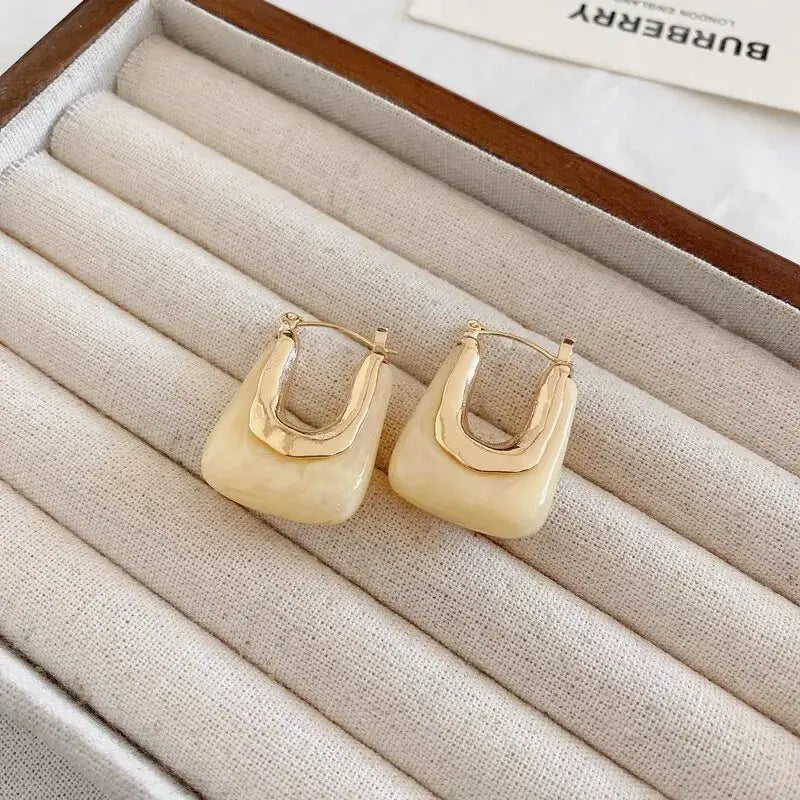 Green Pink Transparent Resin Geometric Irregular Stud Earrings For Women Fashion Jewelry Party 2023 Trend - Simples Market