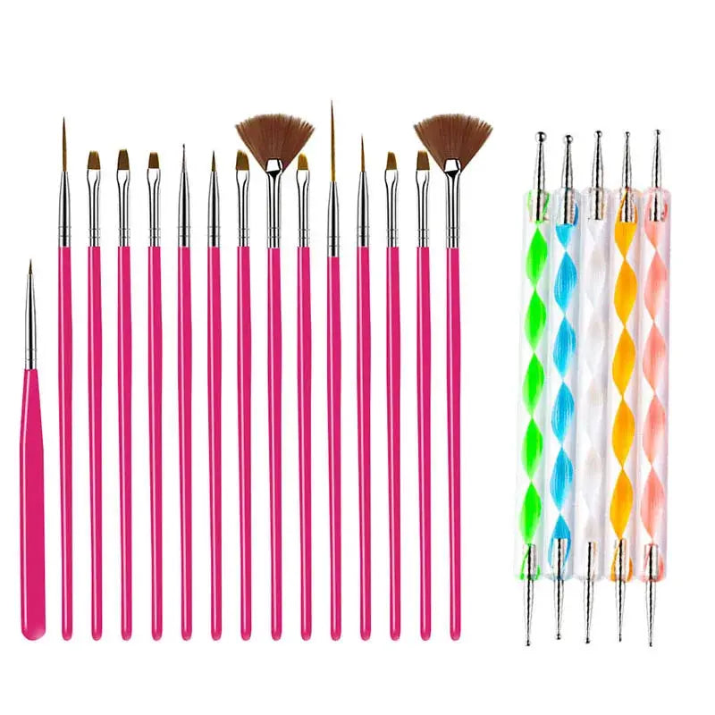 GlamFlex Pro Nails Art Brush Set For Gel Polish And Acrylic Extensions Precision Tools For Liquid Powder Carving