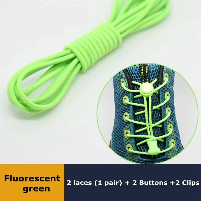 Sneaker laces fluorescent green elastic no-tie 1 pair by Simples Market with locking toggles