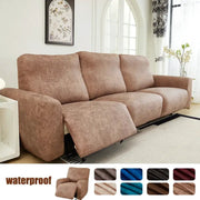 Sofa cover for 1–3 seat sofas and recliners, waterproof PU, stretch all-inclusive protector in brown