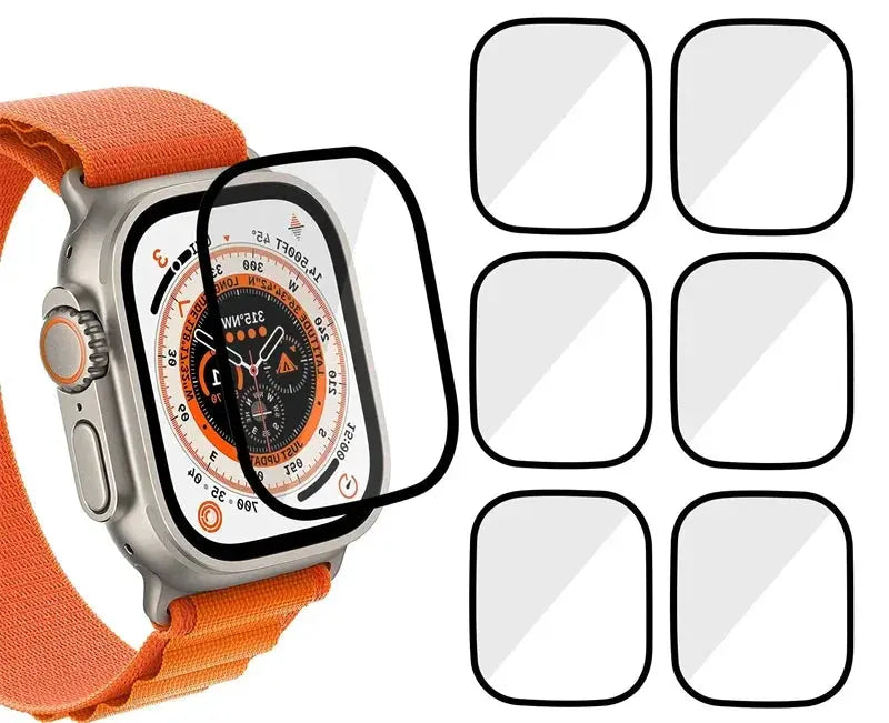 Simples Market screen protector film for Apple Watch Series 9–8–7–6/SE Ultra‑2; fits 40–49mm, 3D curved edge, not tempered glass