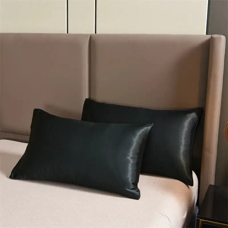 3pc satin duvet cover set by Simples Market, queen, black; silky soft, wrinkle-free