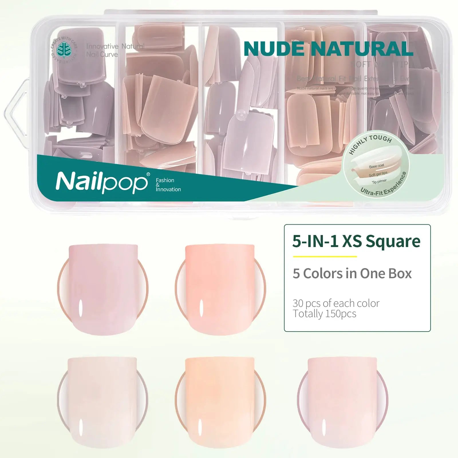 Nailpop 3 In 1 Nude Natural Soft Nail Tips Set 140 Pieces Press On Nails Gel Extensions Ultra Fit Easy Manicure