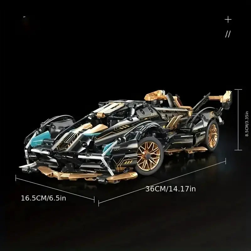 1690 Pieces Green Racing Building Block Set With ABS Materials Manual Assembly V12 Sports Car For Home Office Decor