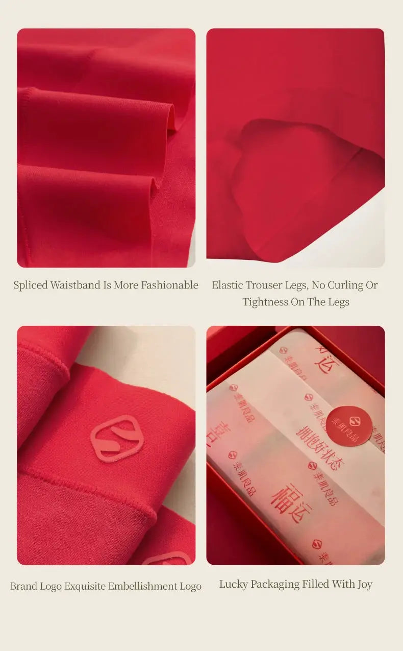 SUJIIN 3Pcs Lot women's seamless red no-show panties; elastic legs, brand logo, boxed packaging