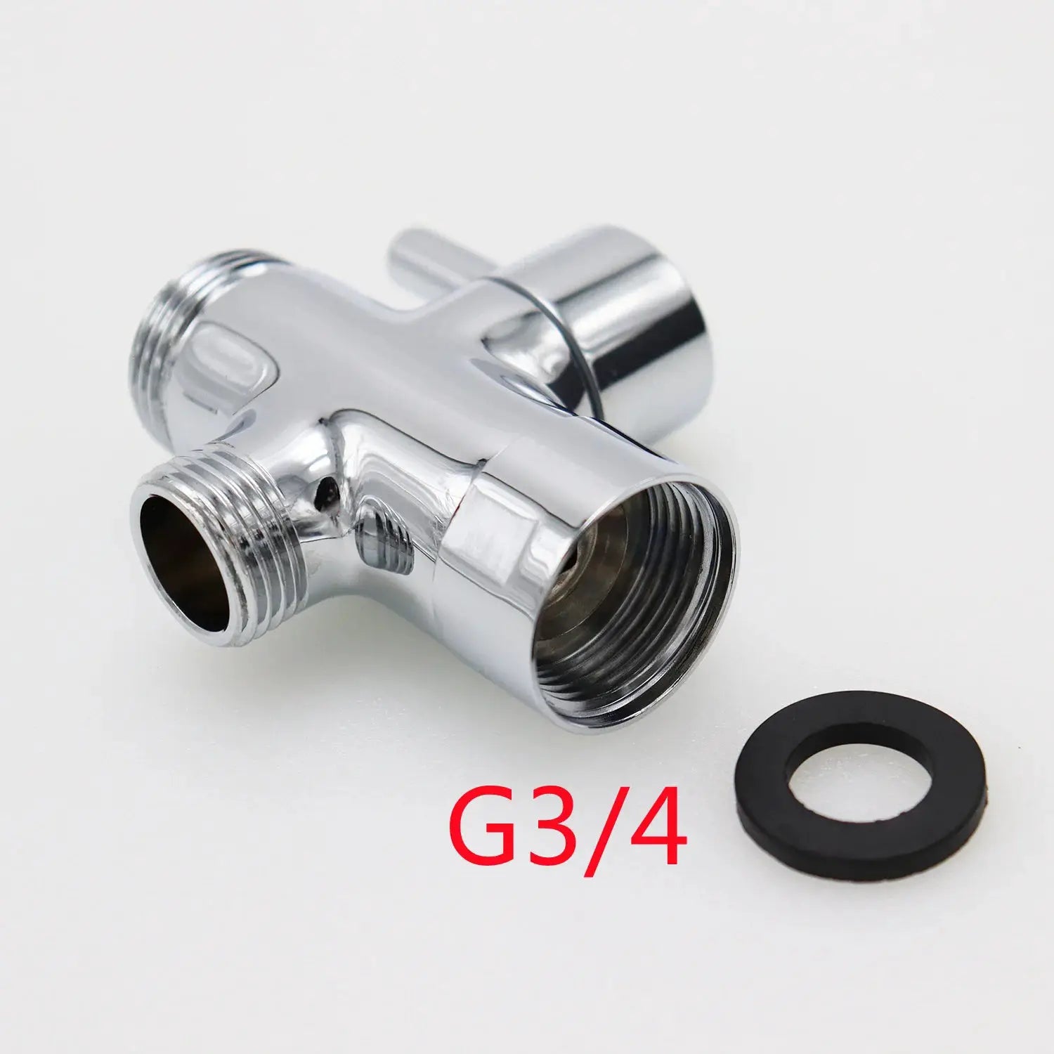 Bidet T-adapter by Simples Market, chrome finish with shut-off valve for handheld spray; 3-way fittings