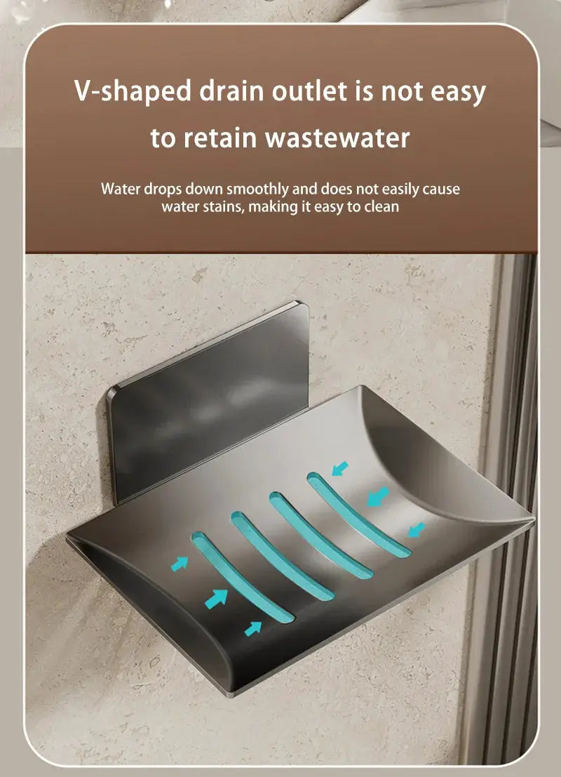 Simples Market 1pc black carbon steel wall-mounted soap box with non-perforated tray and drainage slots
