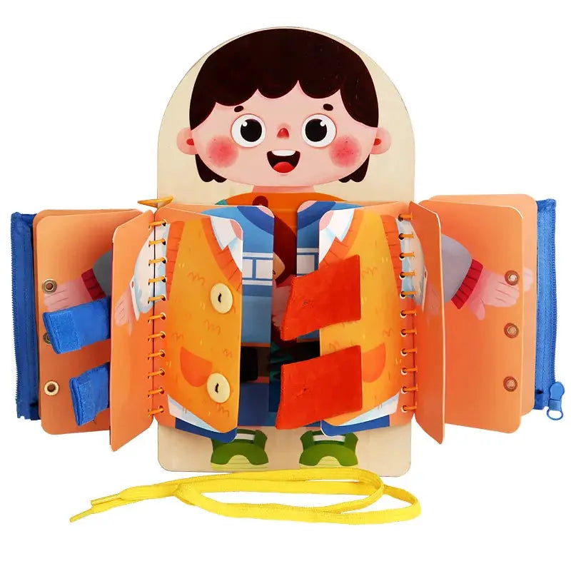 Multi Layer Wooden Busy Board For Children Montessori Early Education Toddlers Quiet Books Sensory Toy Dressing Practice