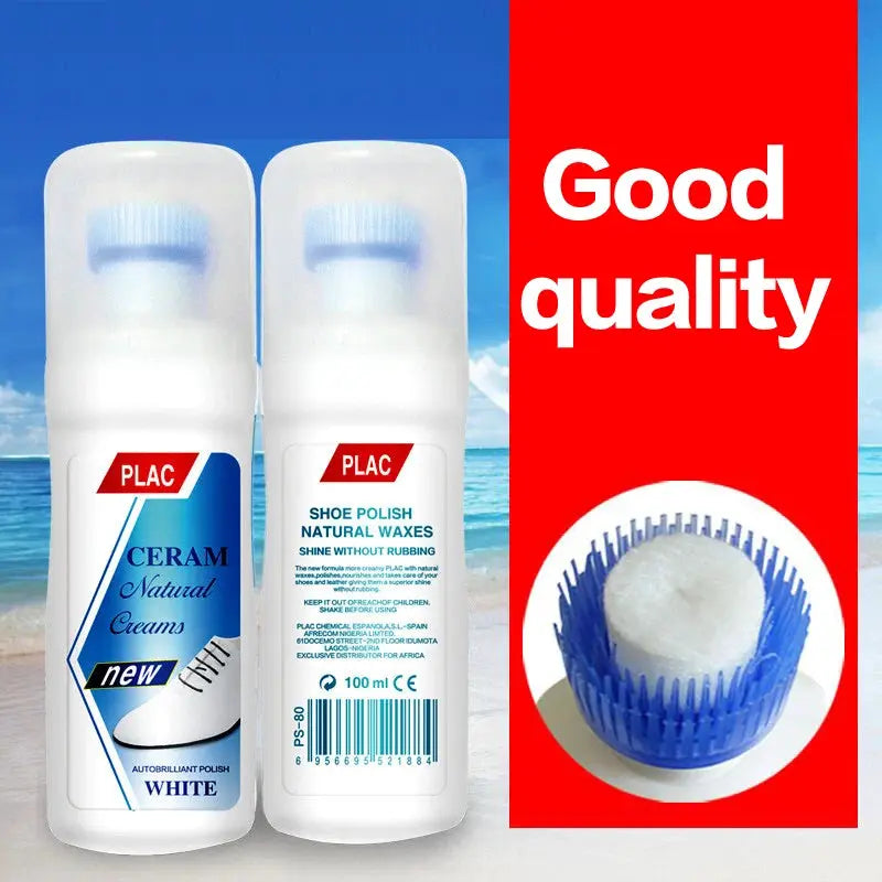 iawesome white shoe cleaner polish bottles, two shown, with blue brush by Simples Market
