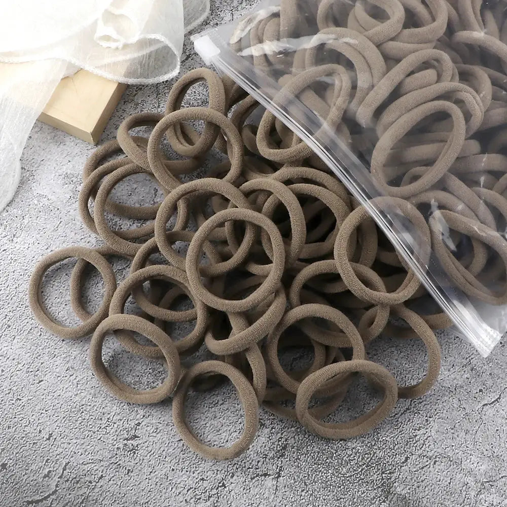 NovaHair 50 Pcs Mixed Colors Hair Bands 4 Cm Elastic Hair Ties Ponytail Holders Gentle Hold For Everyday Ponytails