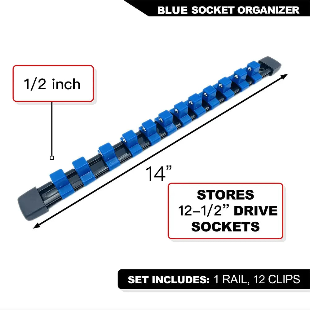 Durable Plastic Socket Organizer Rail Bracket For Quarter Inch Three Eighths And Half Inch Wrenches