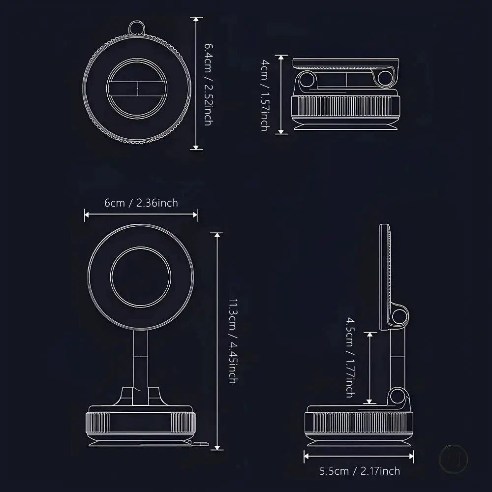 Magnetic Car Phone Holder Foldable 360 Degree Vacuum Mount Universal
