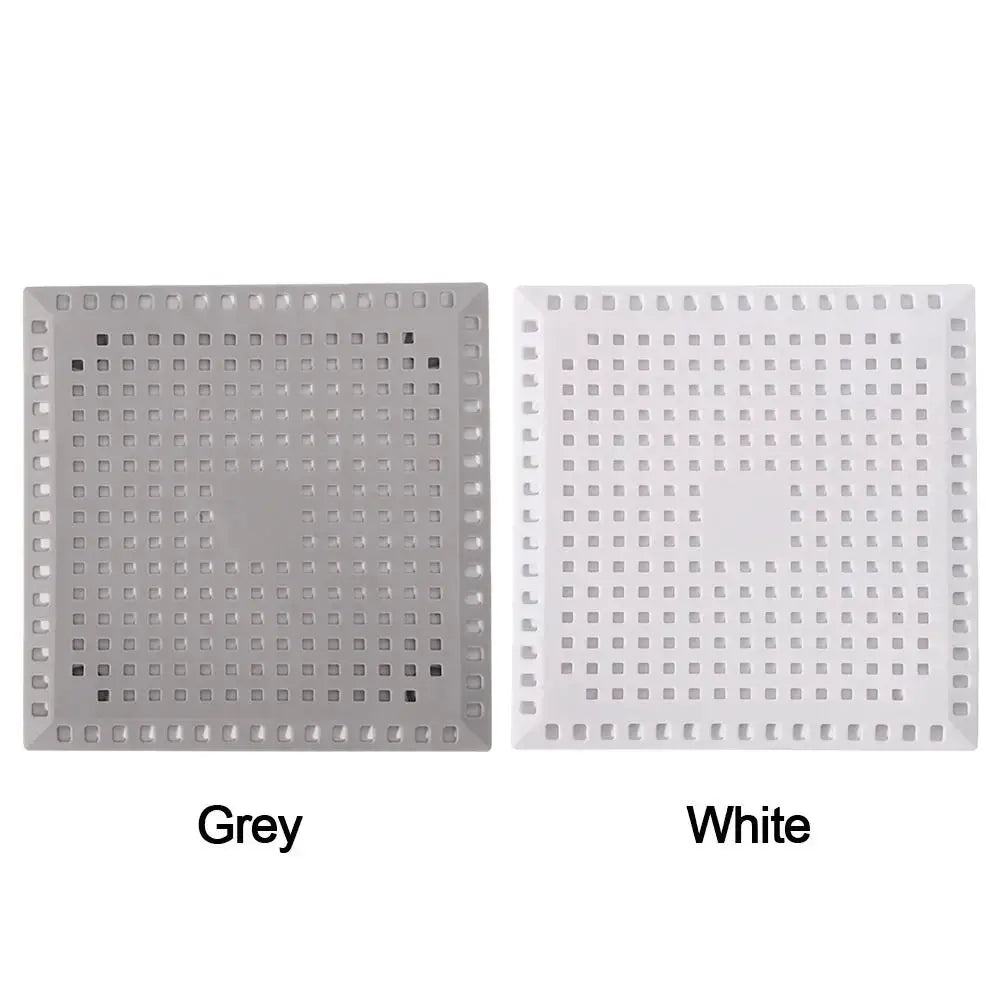 Kitchen sink drain strainers, grey and white square perforated grids, 2-pack