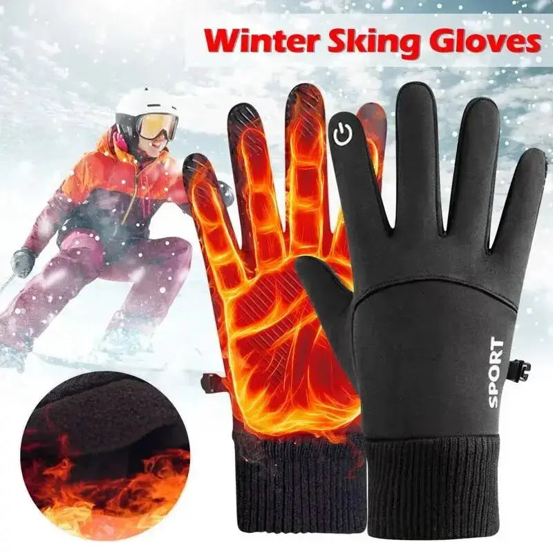 Warm Waterproof Full Finger Cycling Gloves With Touch Screen Fleece Lined For Outdoor Sports Running Motorcycle Ski