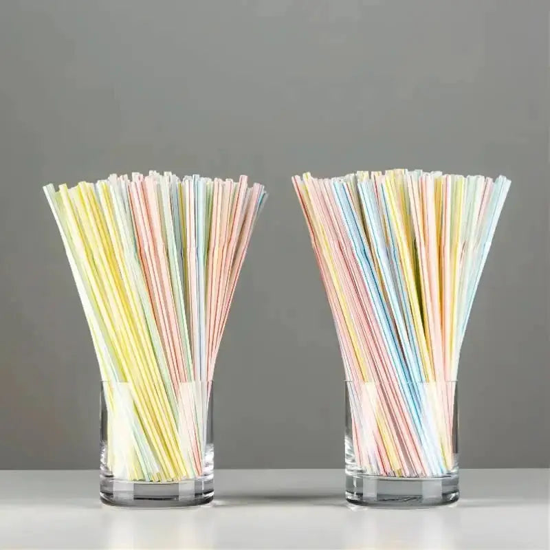100 Pack Colorful Bendable Plastic Drinking Straws For Milk Tea Bar Party Wedding Kitchen Beverage