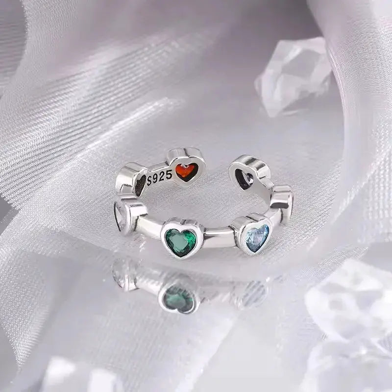 925 Sterling Silver Love Heart Ring With Hanadama Pearl For Women Gift Jewelry Birthday