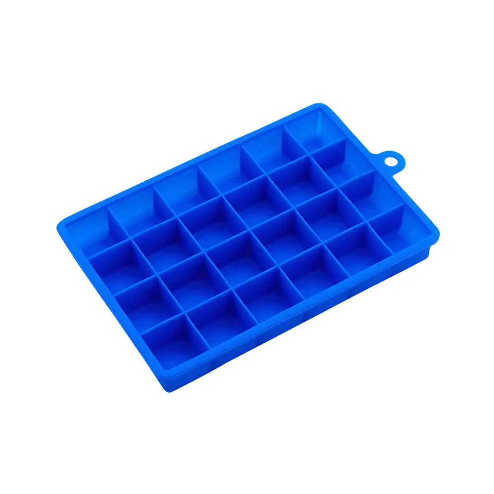 Blue silicone ice cube tray with 24 square molds by Simples Market