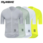 YKYWBIKE men's cycling jersey, breathable short-sleeve pro shirts, 5 jerseys in gray, sage, mint, white, neon yellow