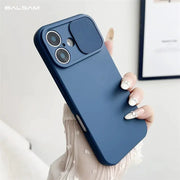 SlideGuard Silicone Case With Sliding Lens Shield For iPhone 7 To 16 Pro X XS XR Max 8 SE Camera Lens Protection