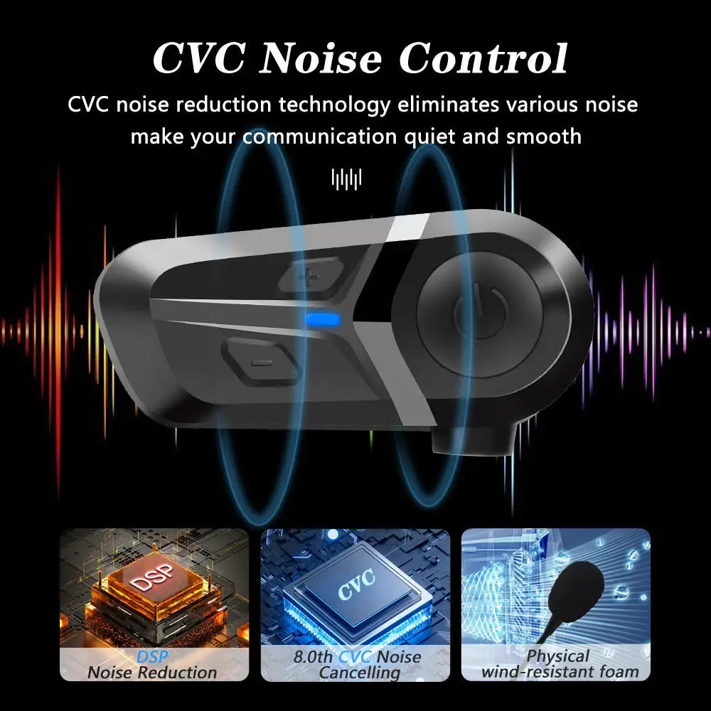 RidePulse Bluetooth 5.3 Wireless Motorcycle Helmet Headset With Hands Free Calls Waterproof Earphones And Music Player