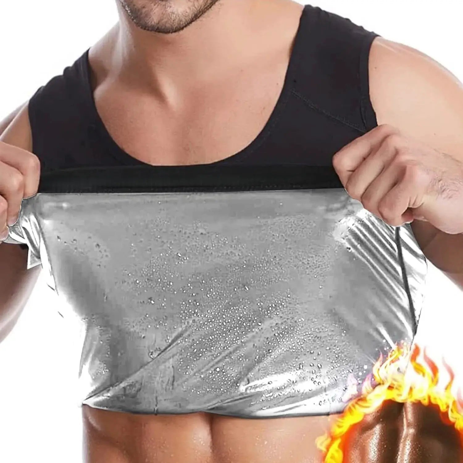 Men's Sauna Shirt Short Sleeve Sweat Vest Body Shaper For Gym Exercise And Workout Performance