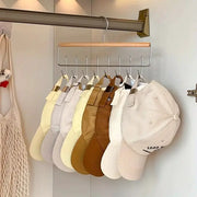 Versatile Wooden Hat Organizer Rack With Hooks For Hats Caps Belts And Ties Home And Retail Display