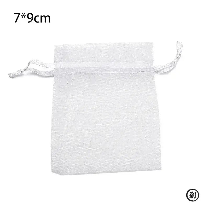 50 Pcs White Organza Gift Bags 7x9cm and 9x12cm Two Sizes for Jewelry Wedding Favors and Small Gifts