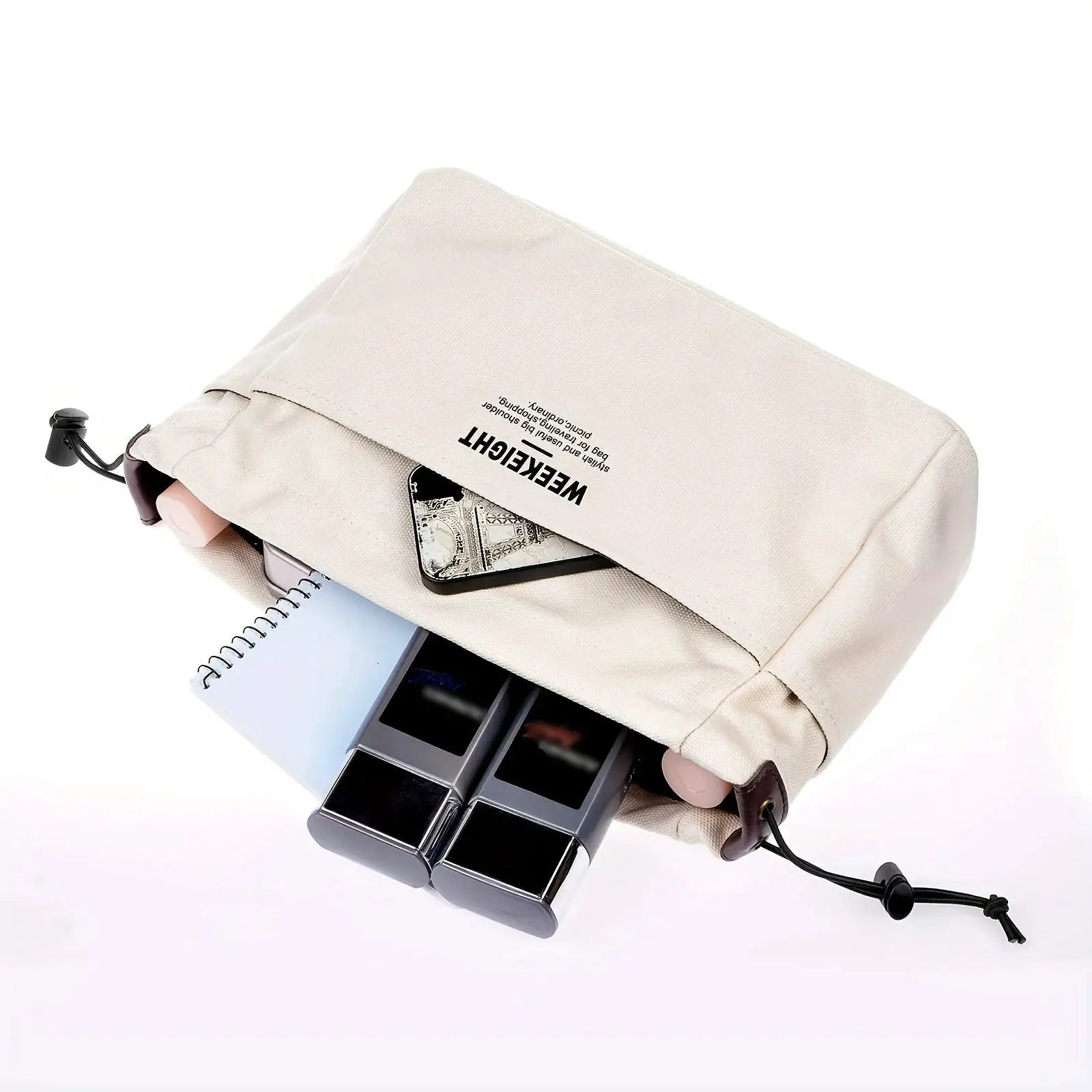 VoyageCraft Canvas Drawstring Storage Bag with Multiple Pockets Lightweight Portable Travel Organizer