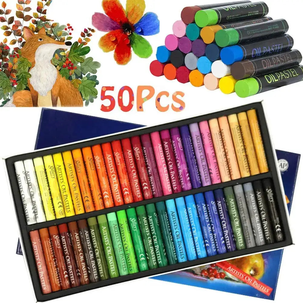MUNGYO Artist Oil Pastel Set, 50-piece, vibrant rainbow colors, Simples Market