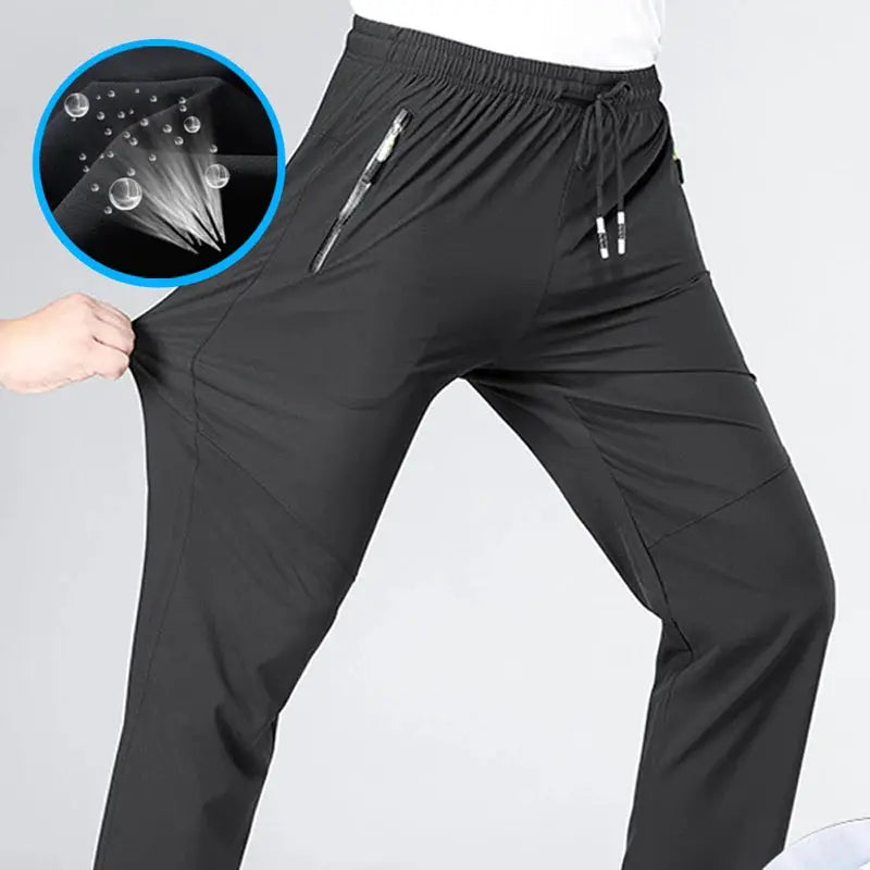 Breathable men's quick-dry jogger pants with elastic waist, black; Simples Market, plus sizes 4XL–5XL