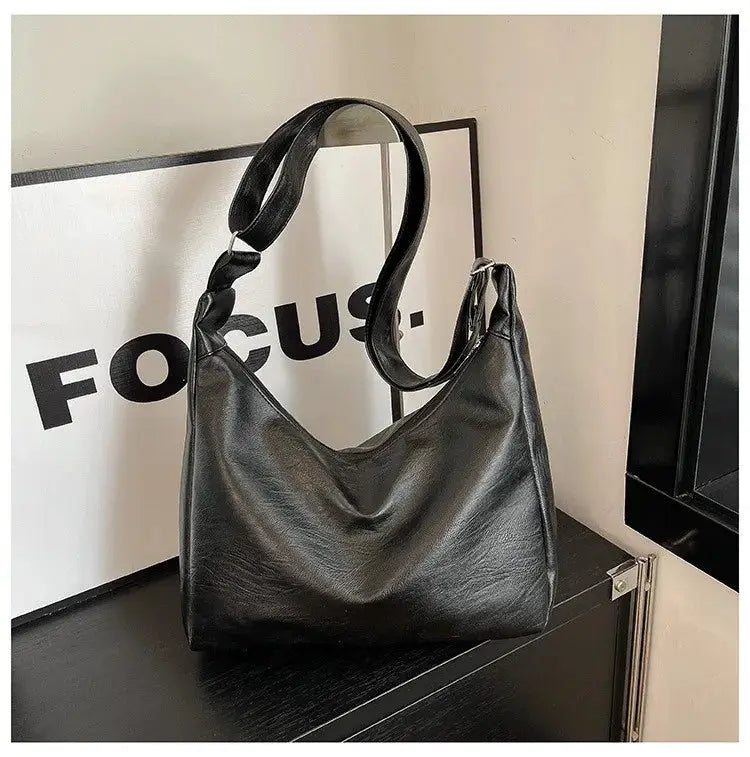 Homefish Leather Commuter Vintage Tote Bag For Women Maillard Style Crossbody Large Capacity PU Leather