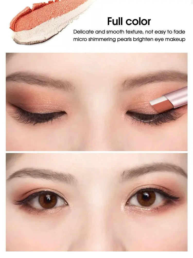 Gradient Two Color Eyeshadow Pen Dual Ended Waterproof Sweat Proof Pearlescent Finishes Long Lasting Wear