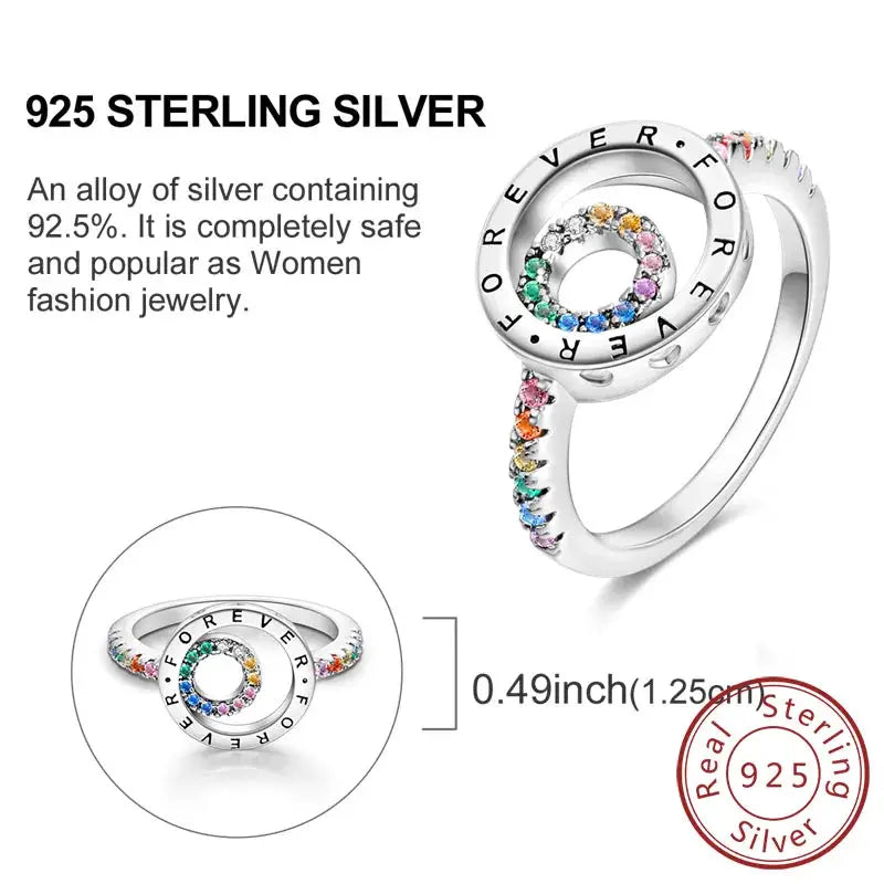 925 Sterling Silver Rings Bow Heart Star Sun Moon Zircon For Women Jewelry Birthday Anniversary Gifts