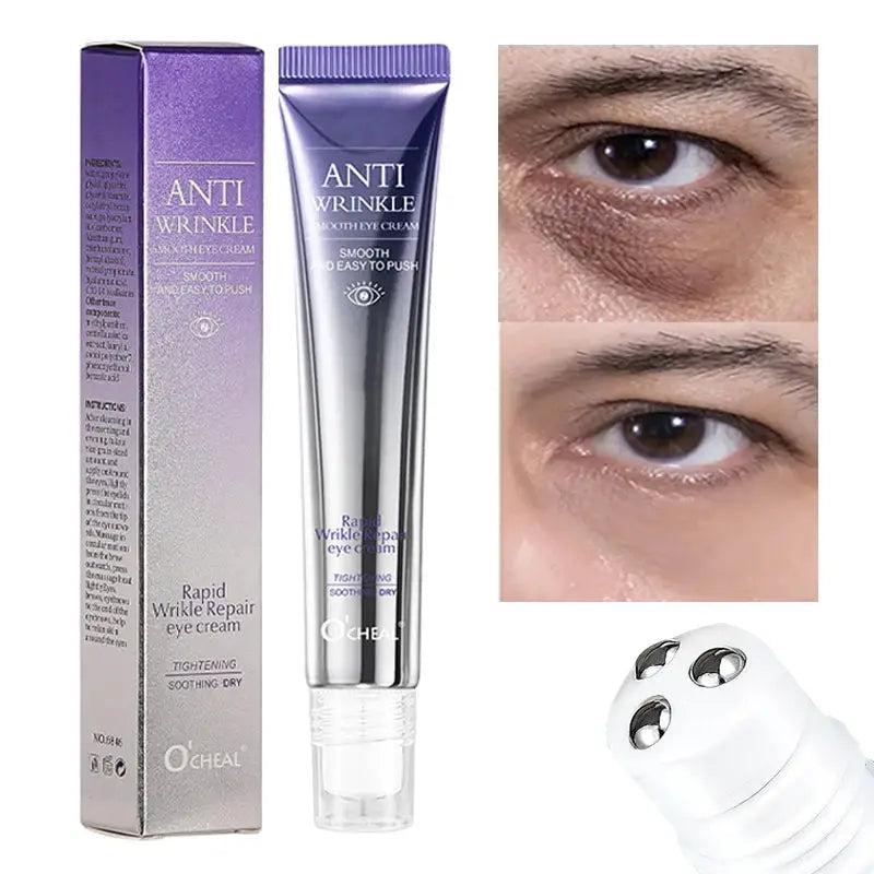 O'CHEAL Eye Cream Roller Massager With Hyaluronic Acid Reduces Puffiness Dark Circles And Wrinkles