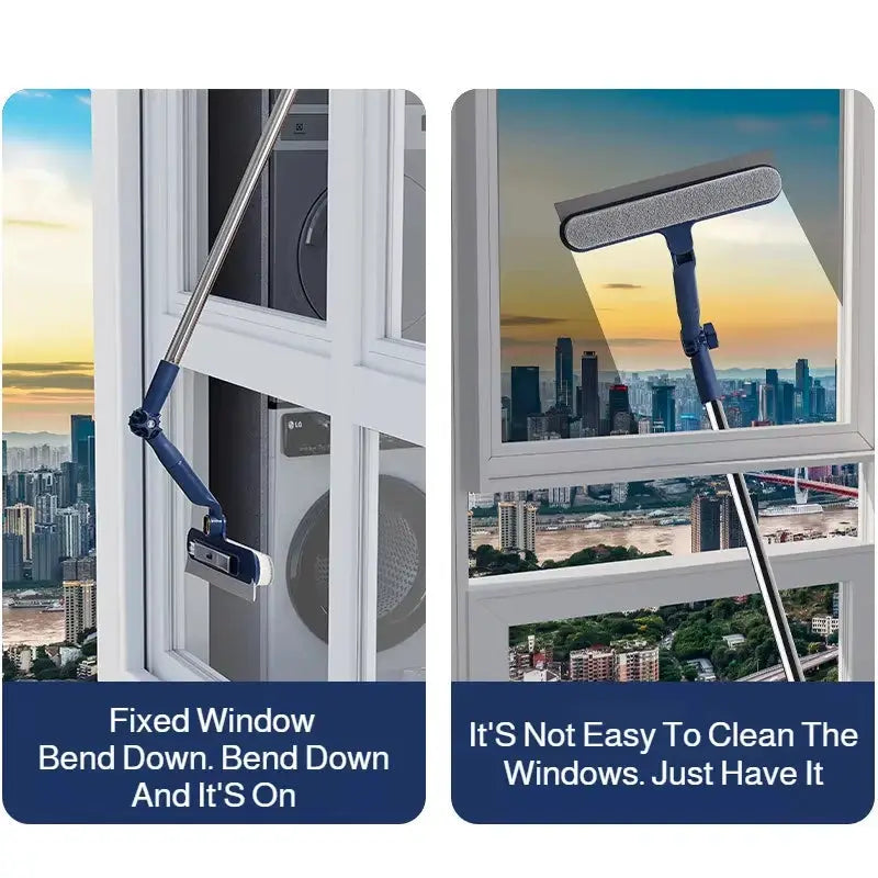 Simples Market blue telescopic double-sided glass cleaning brush with squeegee and small brush for windows
