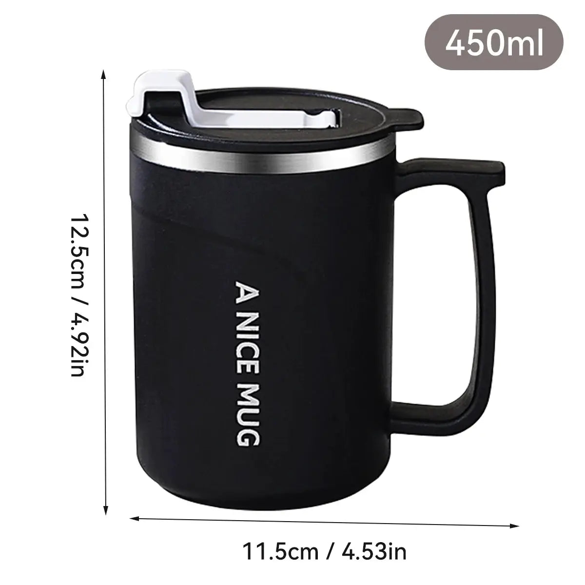 Double Wall Insulated 304 Stainless Steel Coffee Mug With Handle Leak Proof 500ml 16oz Drinkware For Adults And Students