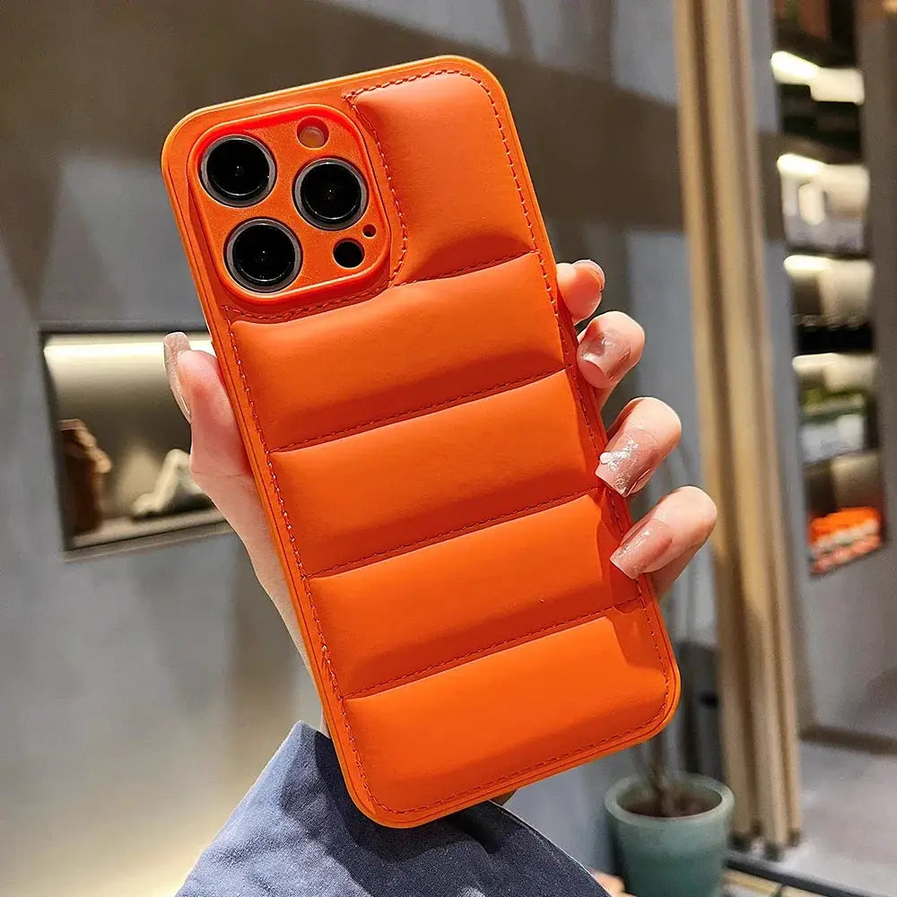 AuroraCase Colorful Down Jacket Pattern Silicone Phone Case For iPhone 16 To 11 Pro Max Plus Shockproof Camera Guard