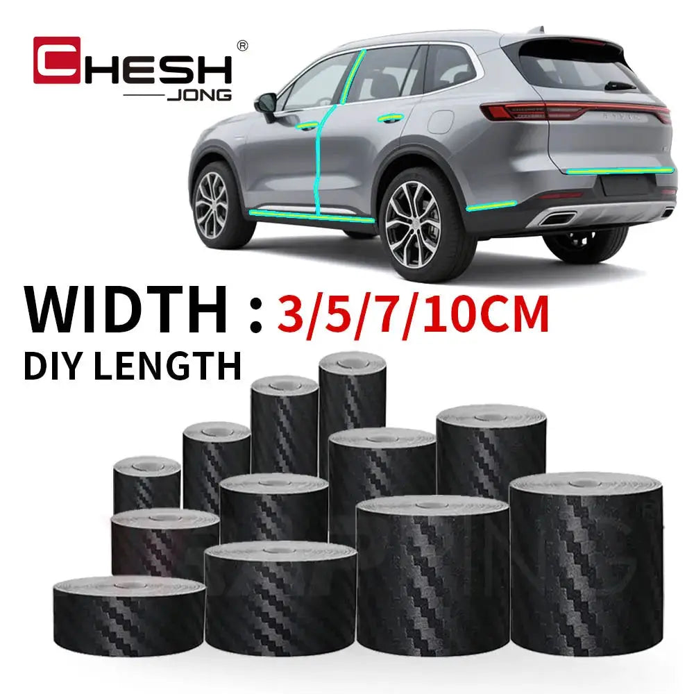 CHESH JONG 3D carbon fiber car wrap film in glossy black vinyl; rolls in widths 3/5/7/10 cm (Simples Market)